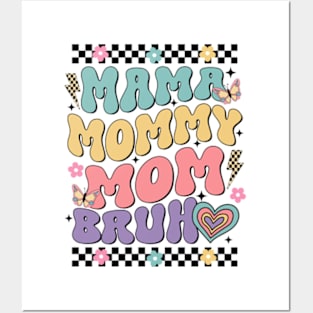 Mama Mommy Mom Bruh, Mom Life, Mama Retro Flower, Wildflower Mama, Happy Mother Day Posters and Art